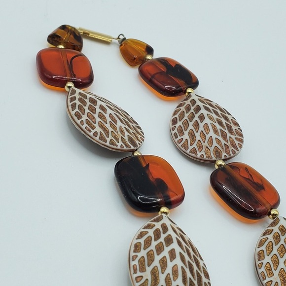 Brown Beaded Chunky Necklace Leaves Plastic‎ Autumn Womens Fashion Jewelry - Picture 8 of 10